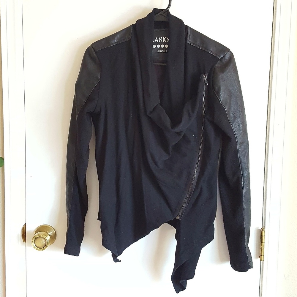 BlankNYC Draped Faux Leather Jacket